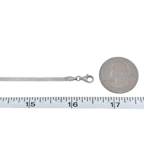 Vintage SV Sterling Silver 925 2.8mm Herringbone Chain Necklace 16.5" - Picture 2 of 3